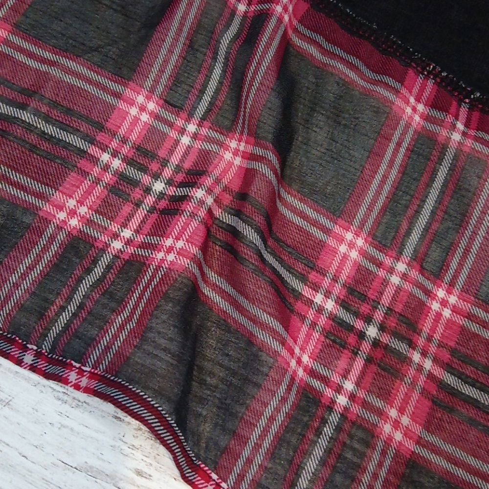 Rue21 Charcoal Gray Plaid Lightweight Hoodie Top - Picture 5 of 8